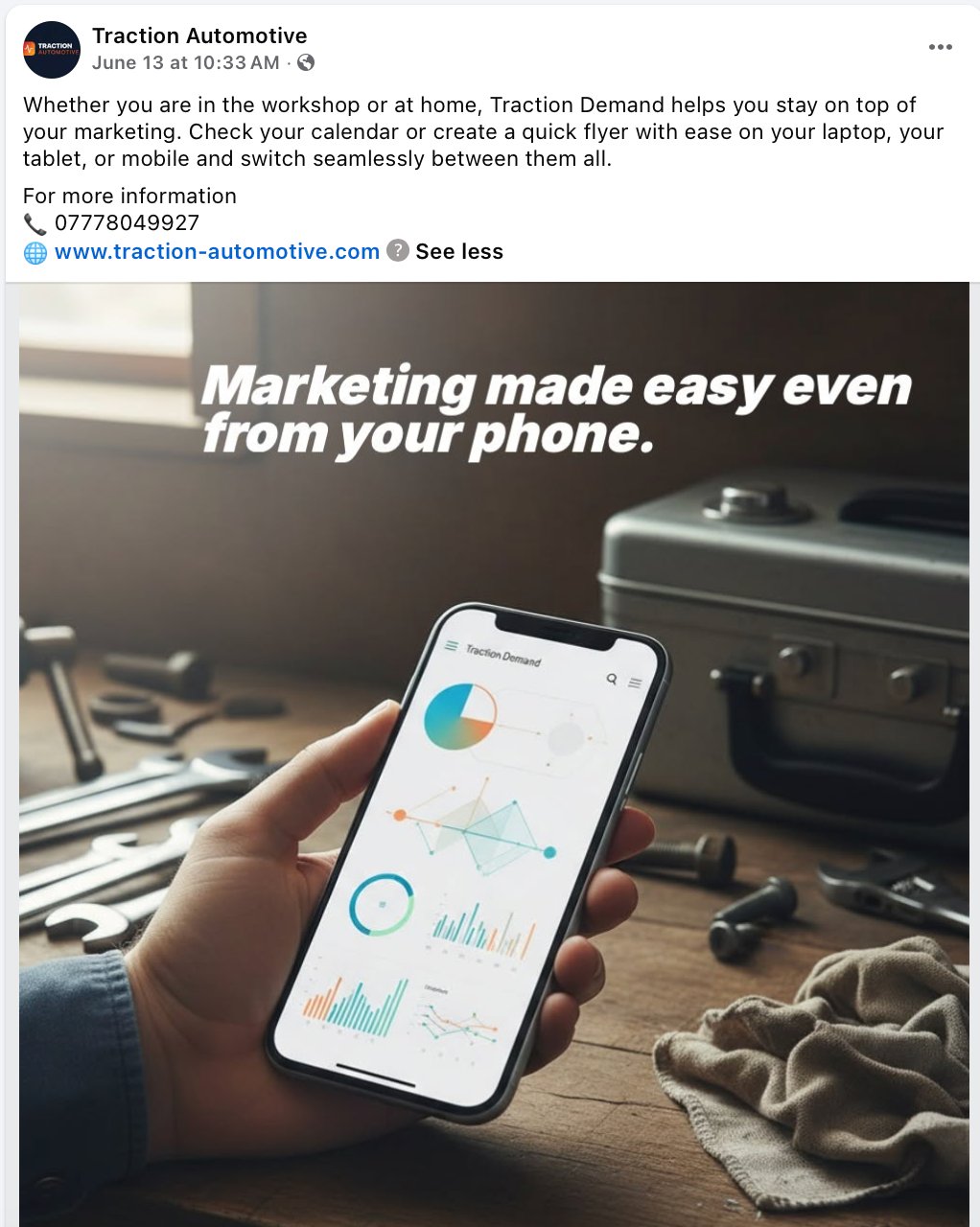 Facebook post example: Marketing made easy even from your phone