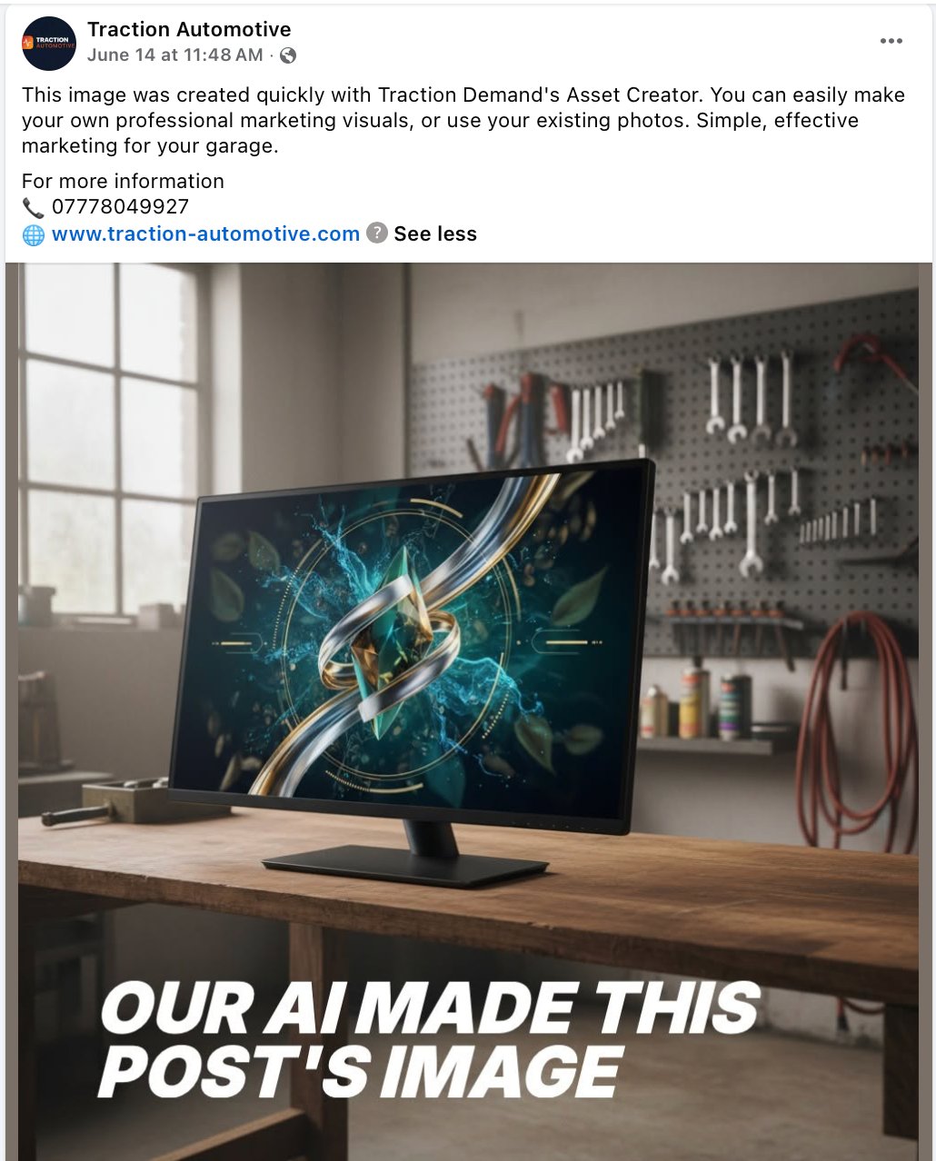 Facebook post example: Our AI made this post's image