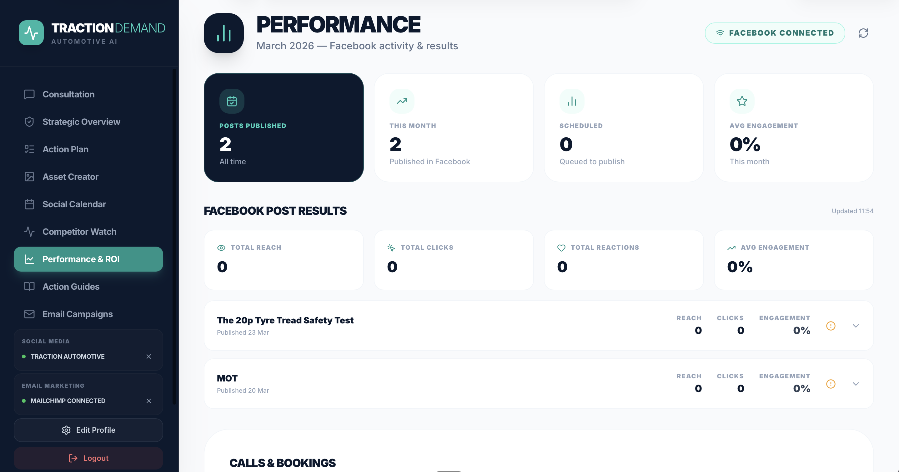 Performance and ROI screen